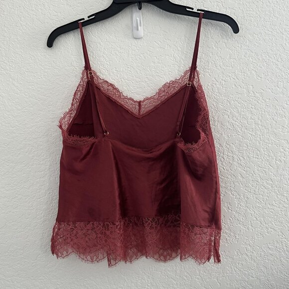 Victoria's Secret Camisole Womens M Burgundy Cropped Lace‎ Trim Satin Y2K 90s - Picture 4 of 10